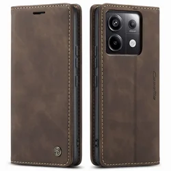 Luxurious Leather Wallet Flip Phone Case with Stand and Card Holder for Redmi 12 4G 5G (Brown)