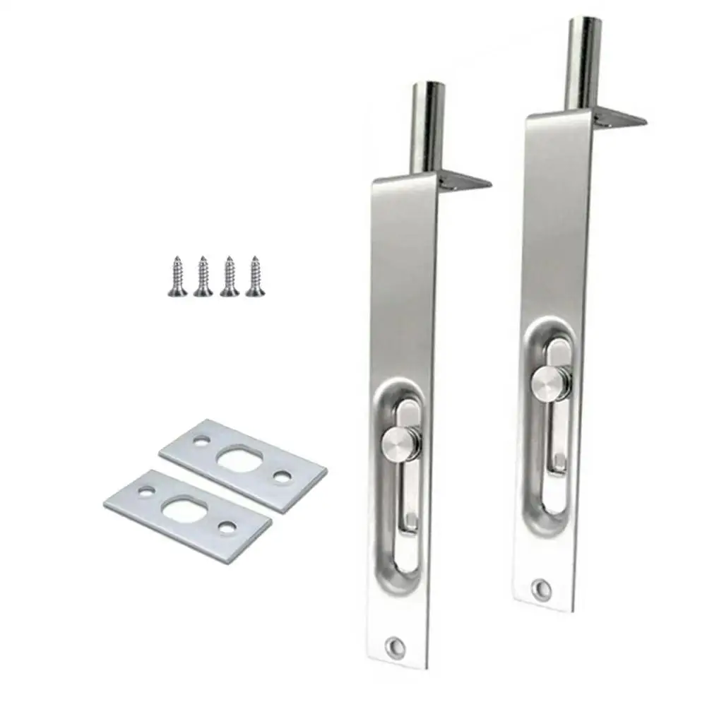

2 Pcs 4 Inch Door Flush Bolt Concealed Safety Door Lock Stainless Steel Security Door Guard Wood Doors Buckle Bolt Hardware