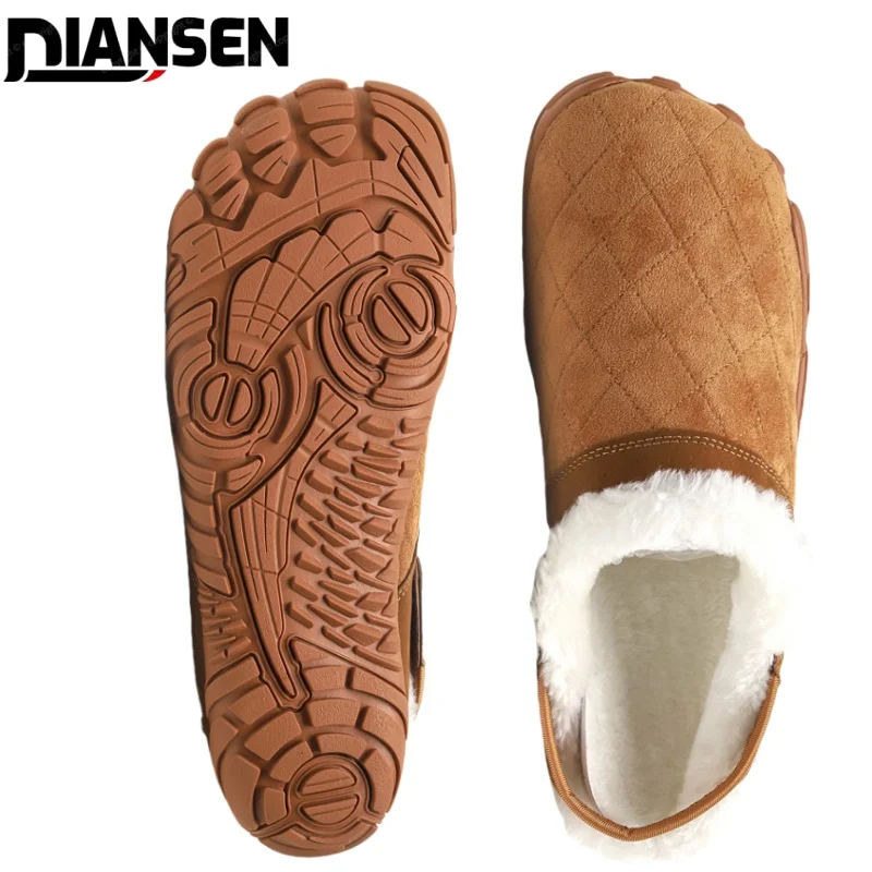 Chamois Leather Men Women Flip Flpos Indoor Men's Winter Home Warm Wide toe Shoes Slipper Cotton Bedroom House Barefoot Slipper