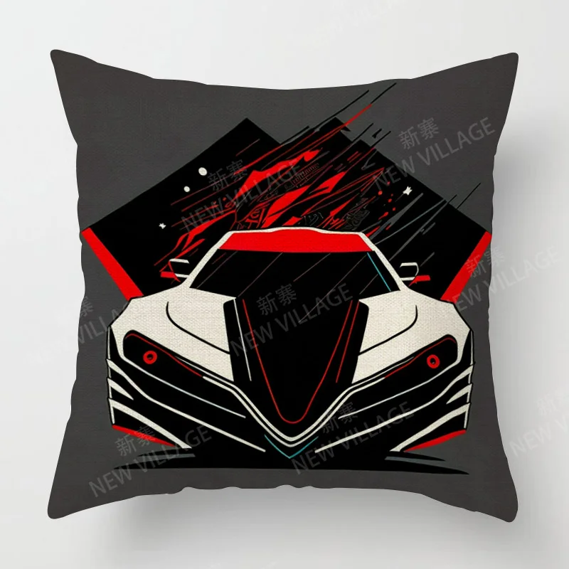 Modern Simple Car Illustration Pillow Cover Bedroom Cafe Decoration Applicable Car Cushion Cover 40x40cm 45x45cm 4