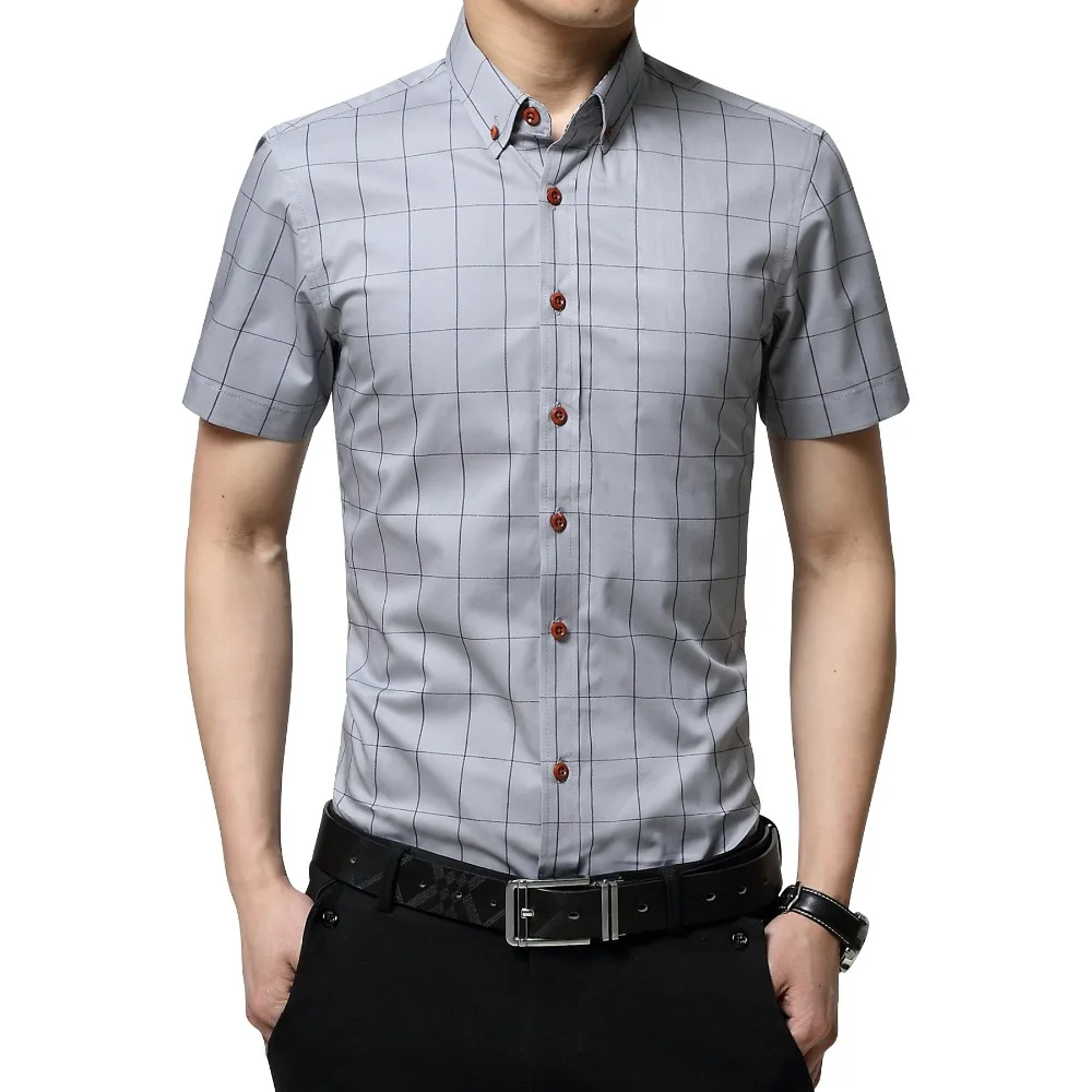 Men's Short Sleeve Cotton Polyester Shirt casual short sleeved shirt short sleeved shirt Plus Size 5XL Summer Plaid Checked
