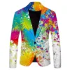 Print Splash Ink Color Men's Suit Blazer Casual Party Wear Slim Fit Suit Jacket Fashionable Luxury British Style Men Suit Coat 1
