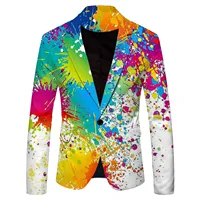 Print Splash Ink Color Men's Suit Blazer Casual Party Wear Slim Fit Suit Jacket Fashionable Luxury British Style Men Suit Coat 1