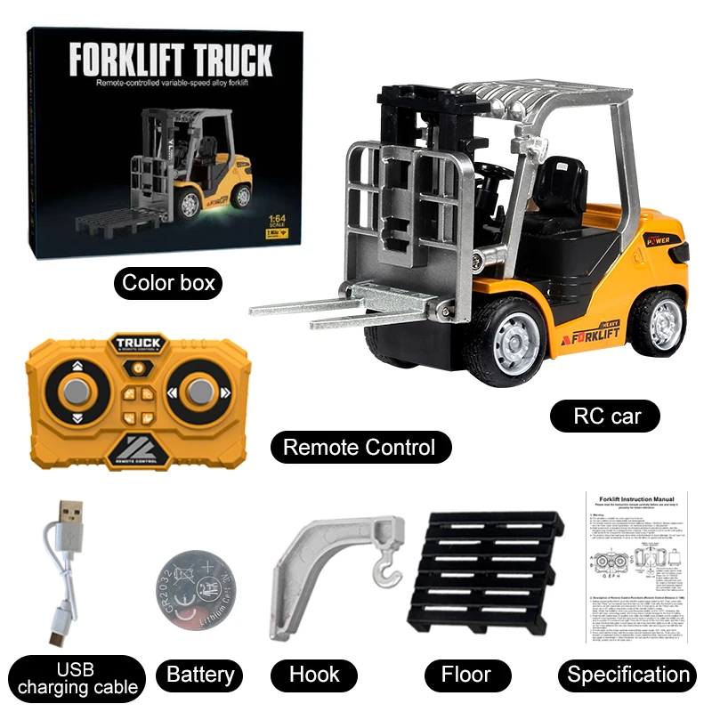 Children's Mini Forklift Toy with Sound & Light - Adjustable Metal Shell Desktop Vehicle