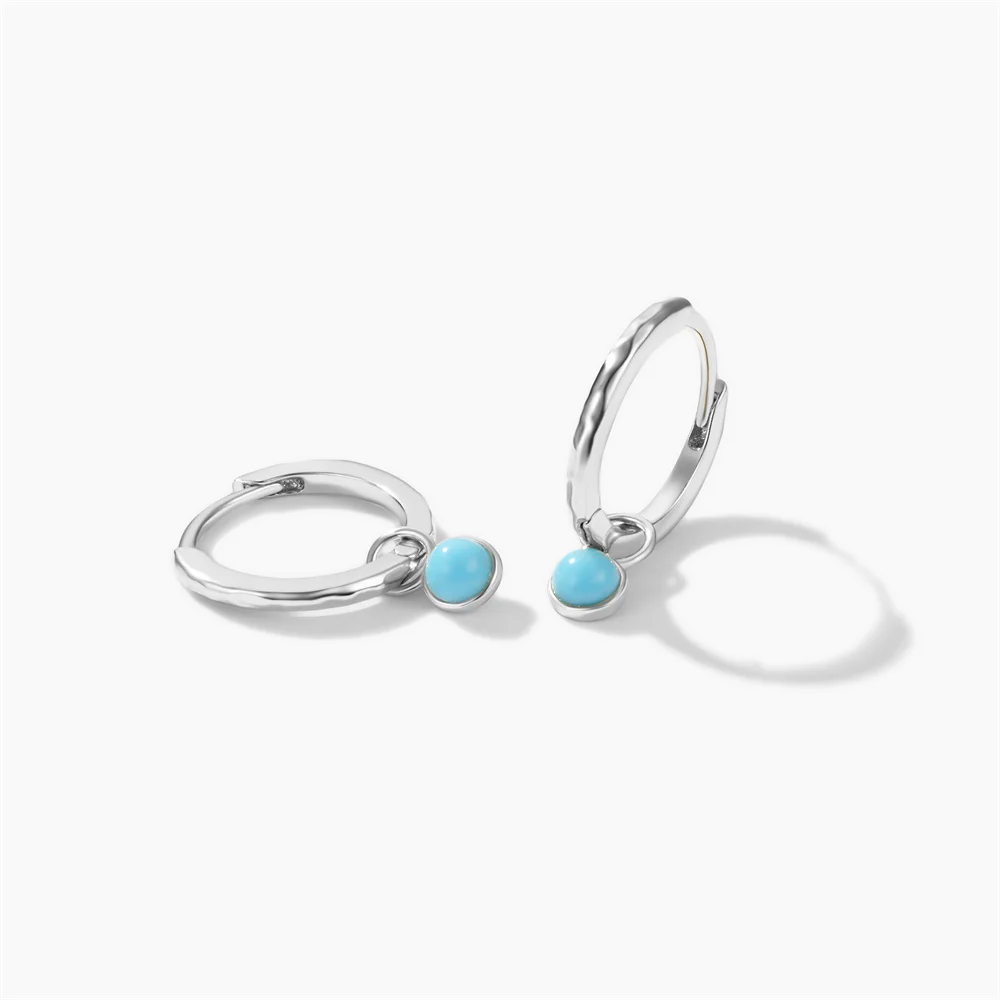 Aide 925 Sterling Silver Turquoise Drop Ear Buckle Gold Hoops Earrings For Women Minimalist Fine Jewelry Trendy Pendientes Gift 3