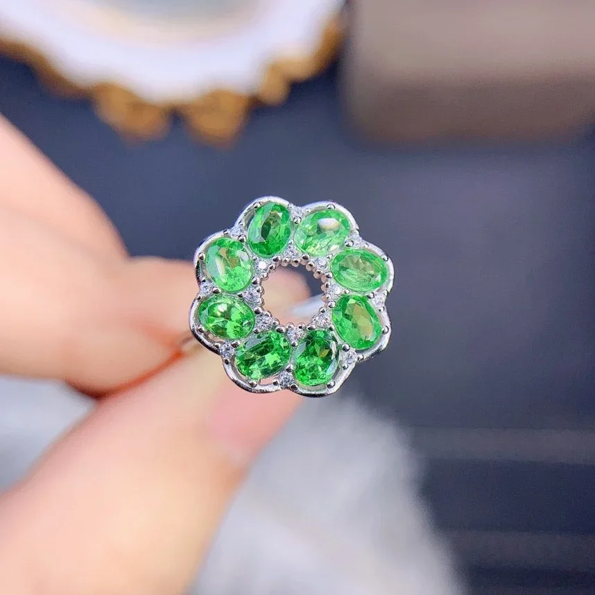 

Sterling Silver 925 Natural Chaffre Stone Engagement Ring Ladies Luxury Natural Jewelry Wedding Gift Boutique Free shipping