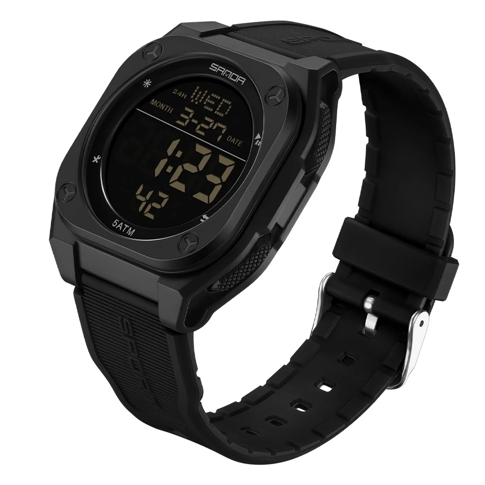 Waterproof Men's Digital Sports Watch with LED Display & Alarm Clock