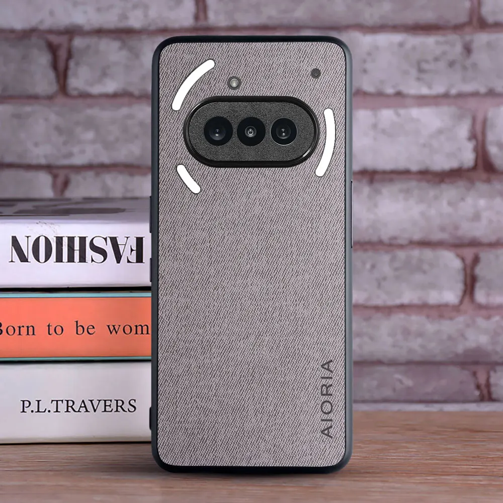 Luxury Textile Leather Skin Soft TPU Hard Phone Cover Case