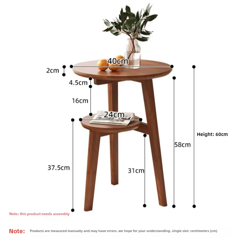Creative Two Layers Coffee Table Sofa Side Bamboo Round Table Movable Living Room Balcony Corner Tables