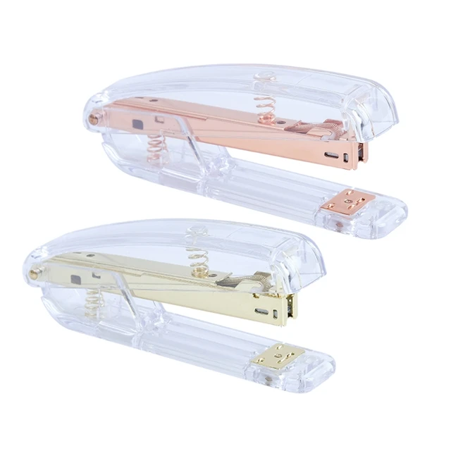 OfficeGoods Clear Acrylic Stapler with Gold Accent for 1/4 Staples