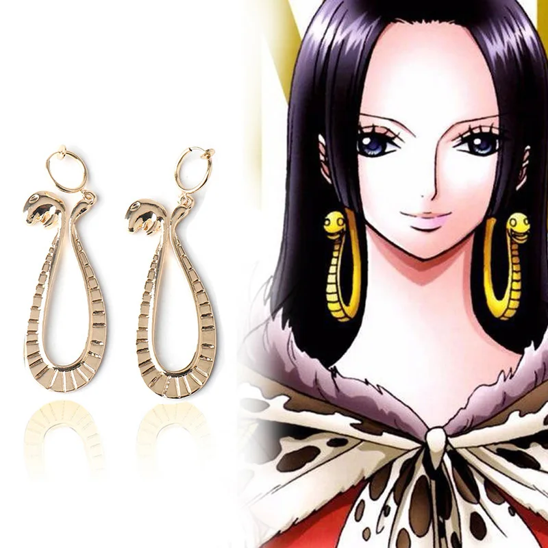 Cartoon Snake Pendant Earrings Anime Boa Hancock Cosplay Prop Dangle Eardrop Jewelry Cute Party Gifts for Woman Girls NEW