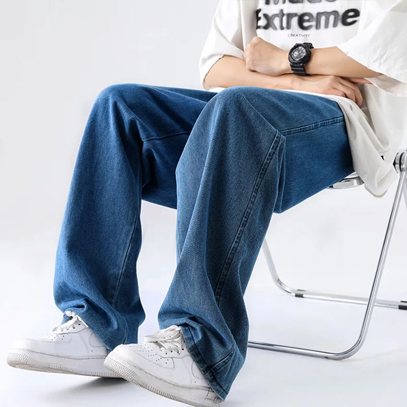 M-5XL Teenage Jeans Appear Slim and Loose Fitting Casual and Versatile Sportswear Pants Straight Leg Trendy Jeans 4