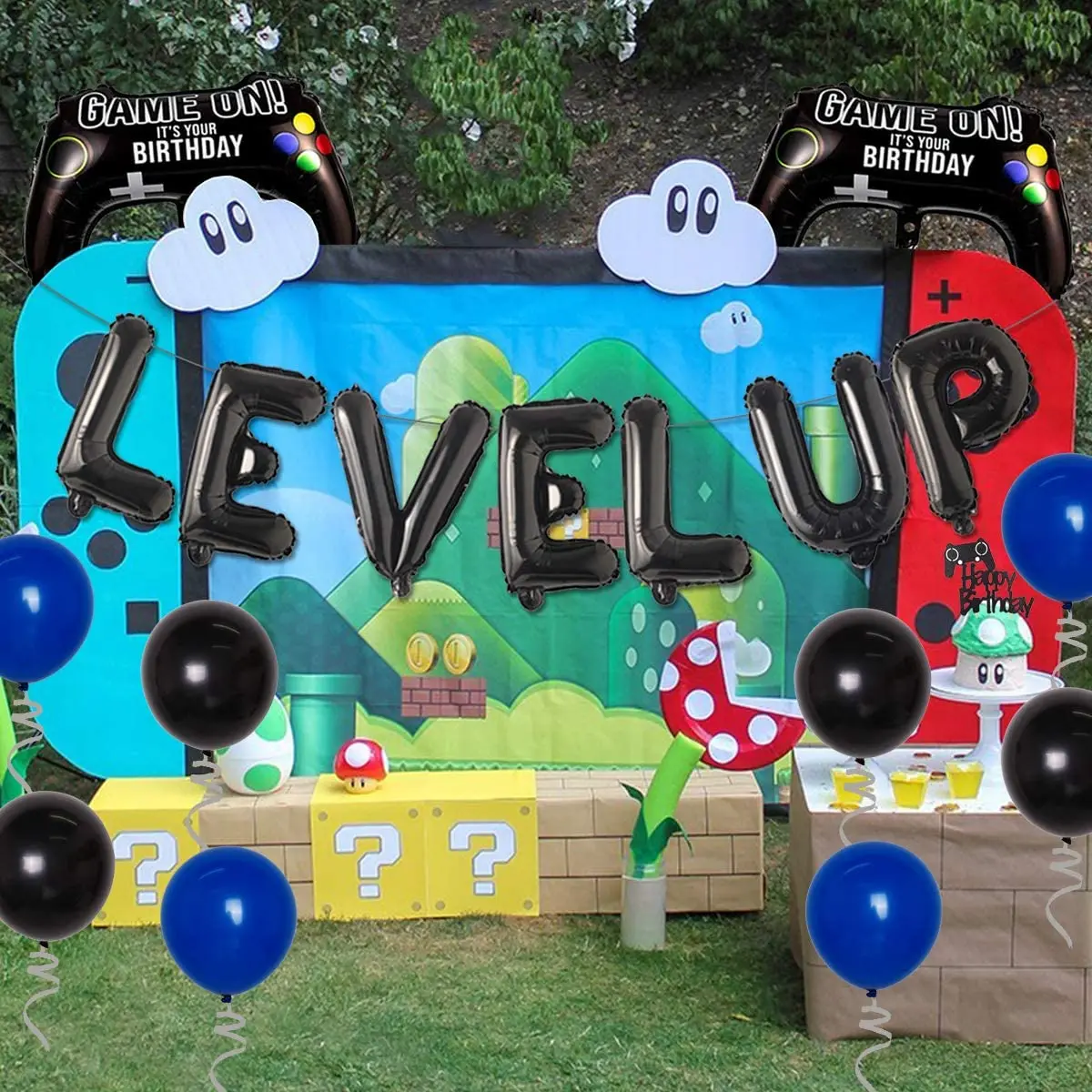 Ensemble de décoration d'anniversaire de jeu vidéo Fissaly® 87 pièces avec  ballons