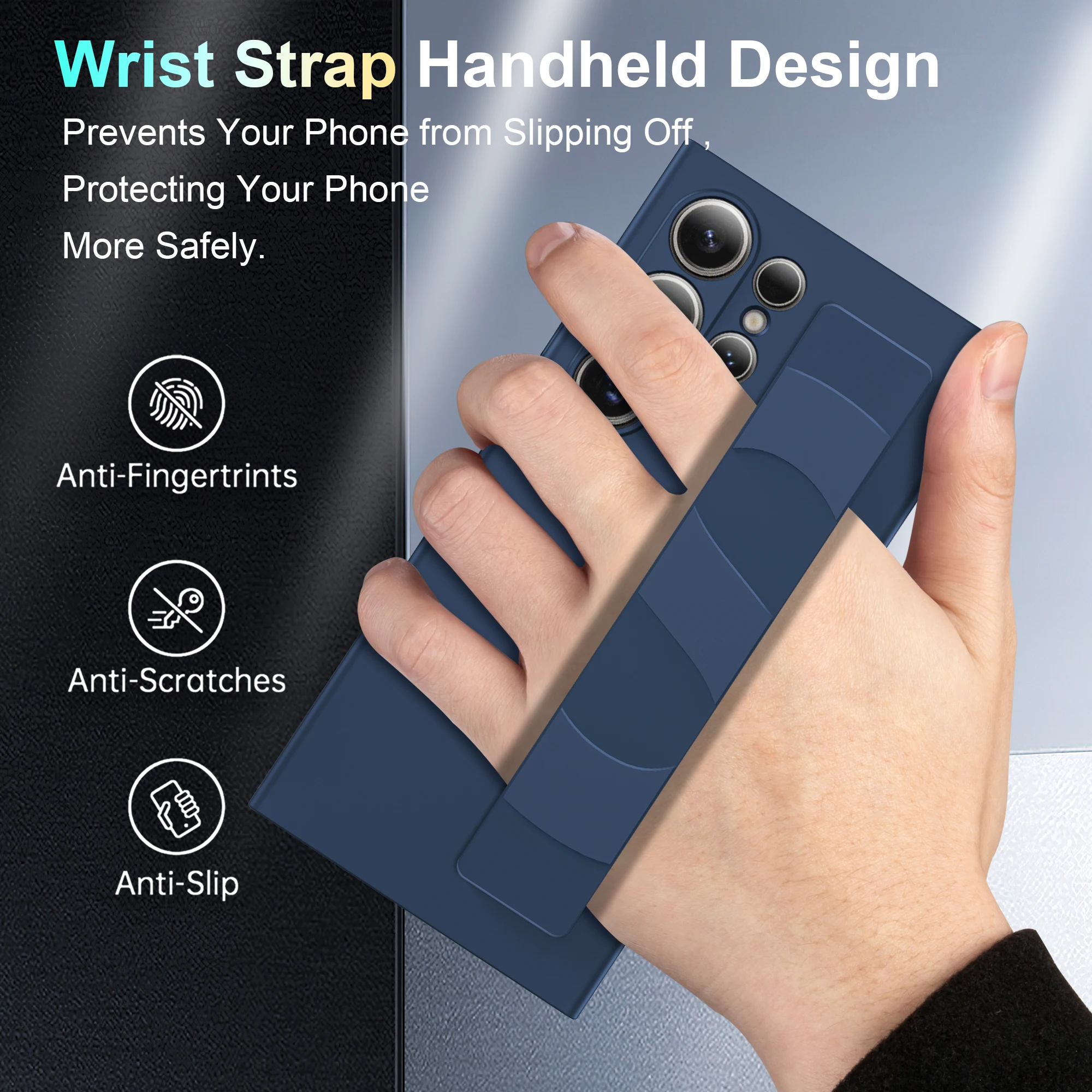 Handheld Silicone Elastic Wrist Strap Matte Shockproof Phone Case