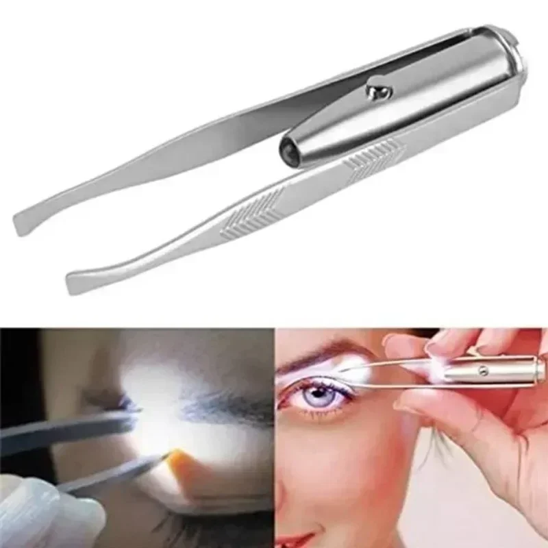 Led Eyebrow Tweezers 1/3Pcs Led Eyebrow Tweezers Stainless Steel Face Eyebrow Design Eyelashes Remover Tools Light Eyelash Tweezers Beauty Makeup