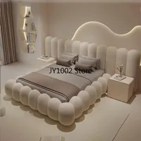 Meubles de chambre à coucher sur mesure, lits rembourrés en tissu, lits modernes de luxe, taille king, taille queen, lits doubles, cadres de lit en bois 2