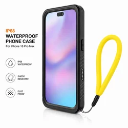 Ultimate Waterproof Phone Case with Floating Ring and Touch Accessibility - iPhone 15 Plus (Black yellow)