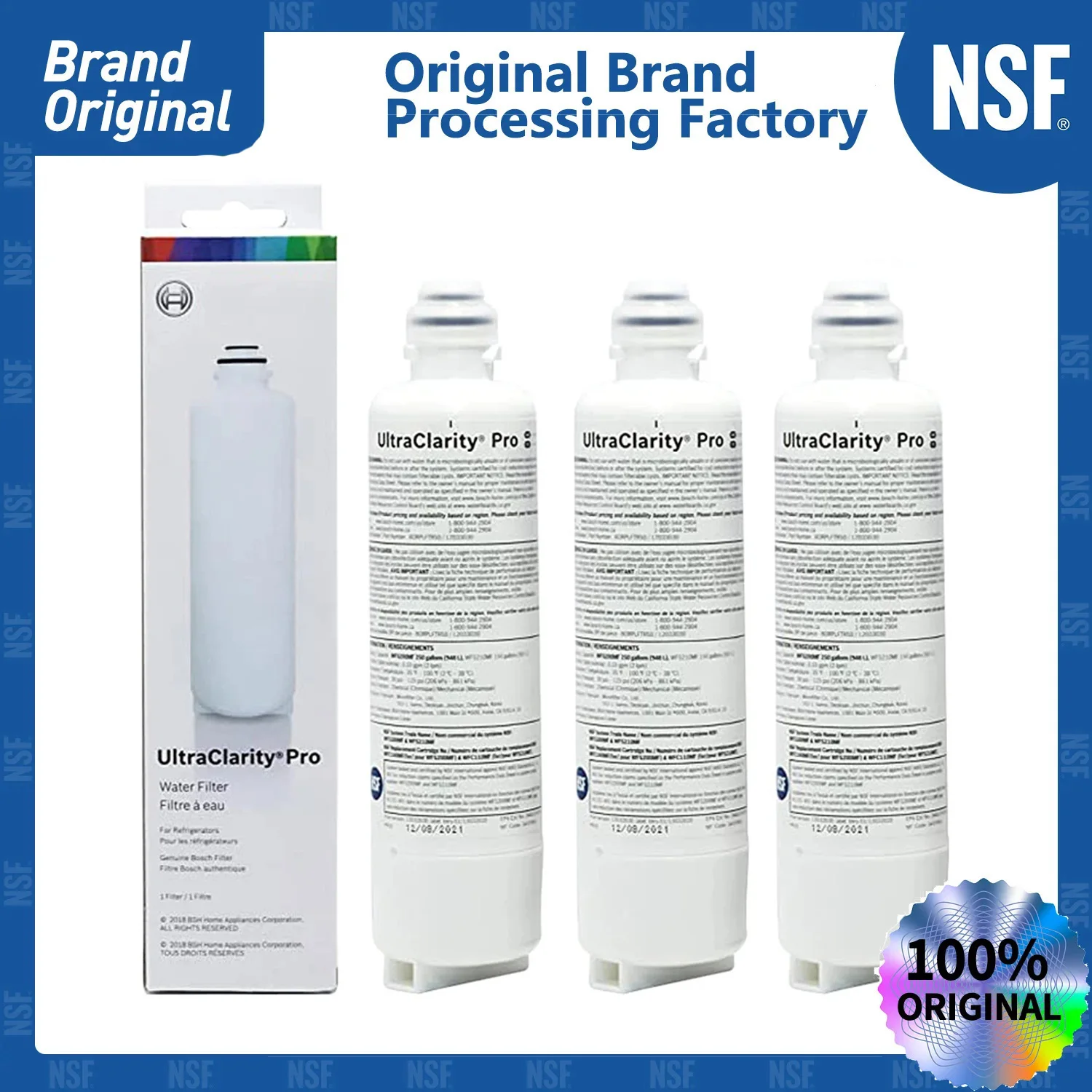 NSF Certified Brand Genuine for Bosch 11025825 Ultra Clarity Pro Refrigerator Water Filter