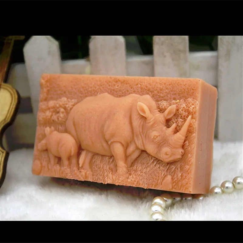 Silicone Soap Mold for Making Square Rhinoceros Soap 3d DIY Form Handmade Cake Decorating Sugarcraft Moulds Silicon Mold Tools
