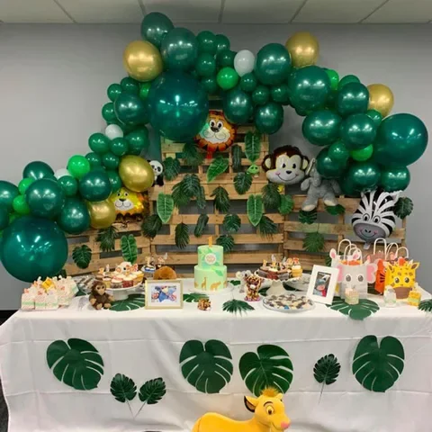 Palm Leaf Leopard Forest Green Balloons Wild One Birthday Party Decorazioni Animal Ballon Safari Party Tropical Jungle Paraty