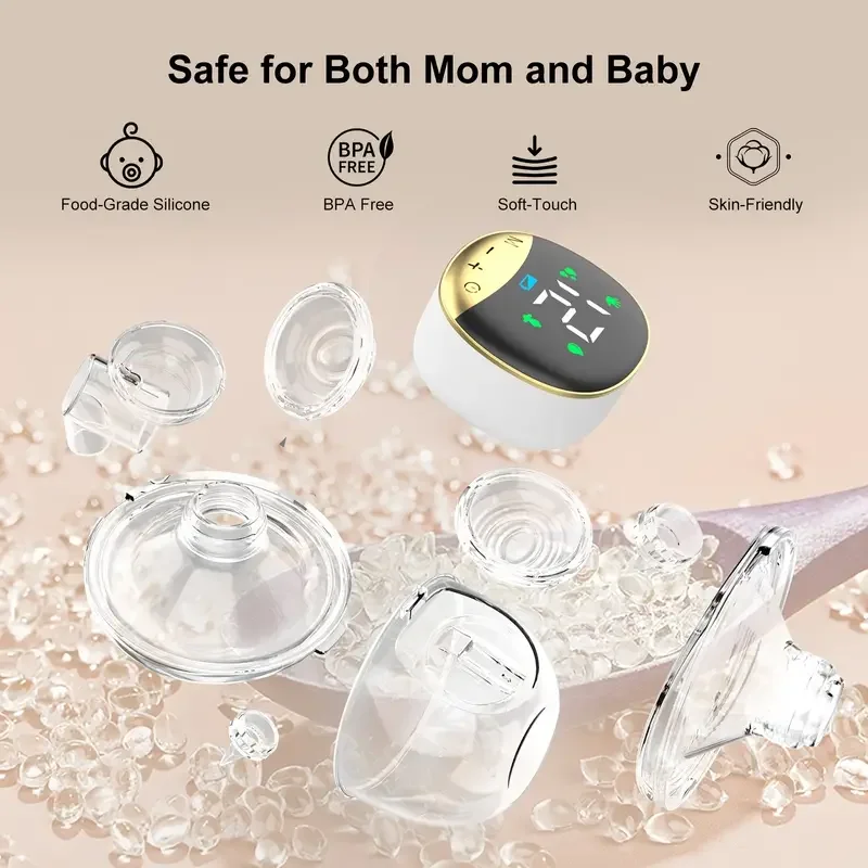 Wearable Hands-free Breast Pump 180ml Bottles Silicone