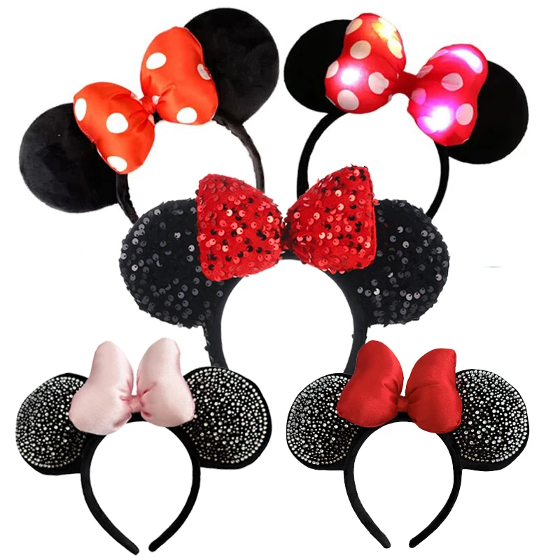 Disney Haarschleife Stirnband Minnie Mickey Mouse Polka Dot Bow DY schwarzes Ohr-Stirnband Weihnachten Haarschmuck
