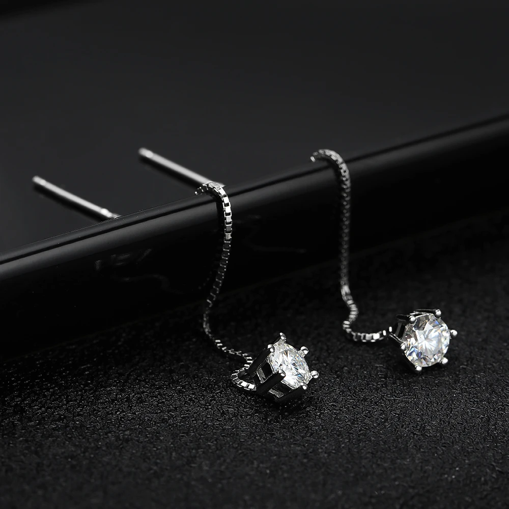 KNOBSPIN D VVS Moissanite 다이아몬드 귀걸이 GRA s 이어 와이어 도금 18k 화이트 골드 럭셔리 귀걸이 여성용