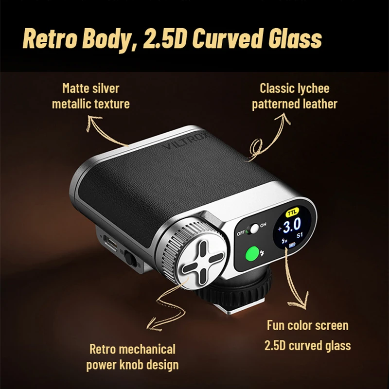 Viltrox Vintage Z1 Pro 레트로 TTL 스피드라이트 GN12 미니 온카메라 플래시 2.5D 컬러 터치스크린 플래시 (캐논, 니콘, , 후지필름용)