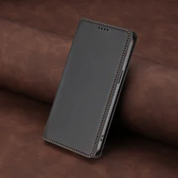 Luxury Leather Magnetic Phone Flip Cover - Elegant and Durable Design for MOTO G05 (Black)