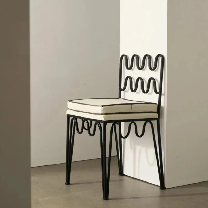 Iron Dining Chair Designer Home Retro Wave Creative Antique Leisure