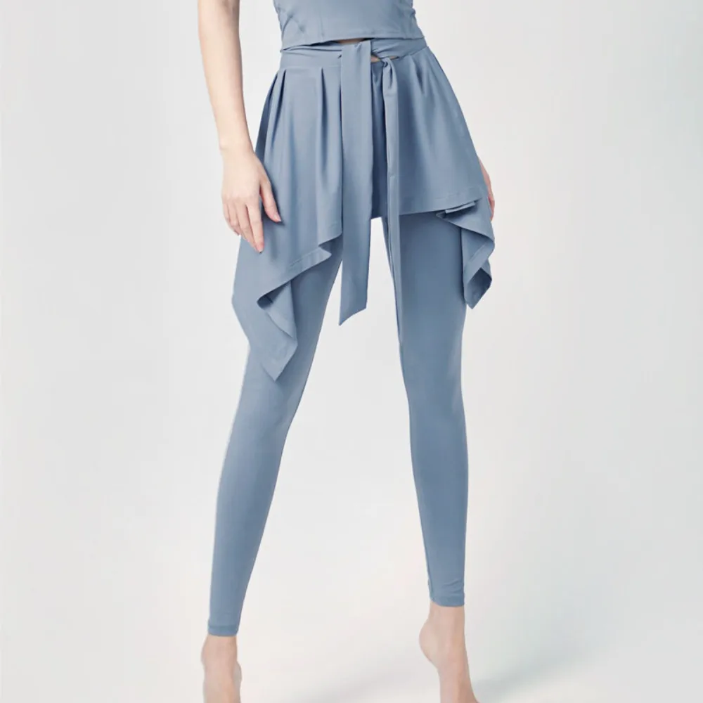 

With Skirt Yoga Pants Comfortable Solid Color Sportswear Fitness Skirt Elastic Running Leggings Laides