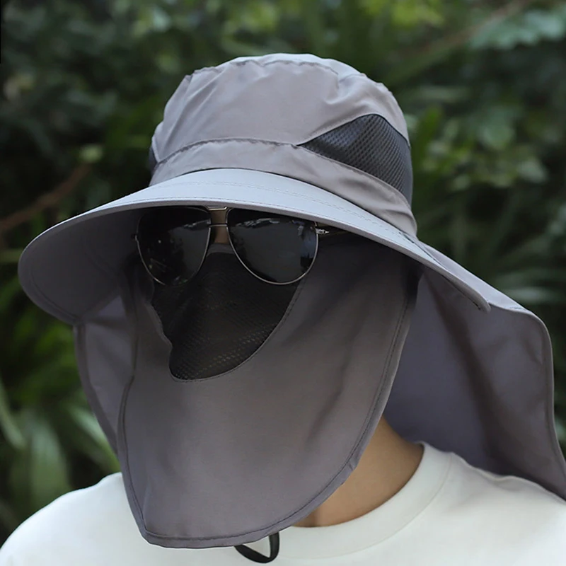 Sun Hats Sun Hat Fisherman Hat Bucket Hats Sunscreen Hats Camping Hats Summer Quick-drying Boonie Men Women Hat Outdoor Face Mask Wide Brim Bucket Hat Sun Protection for Fishing Hunting