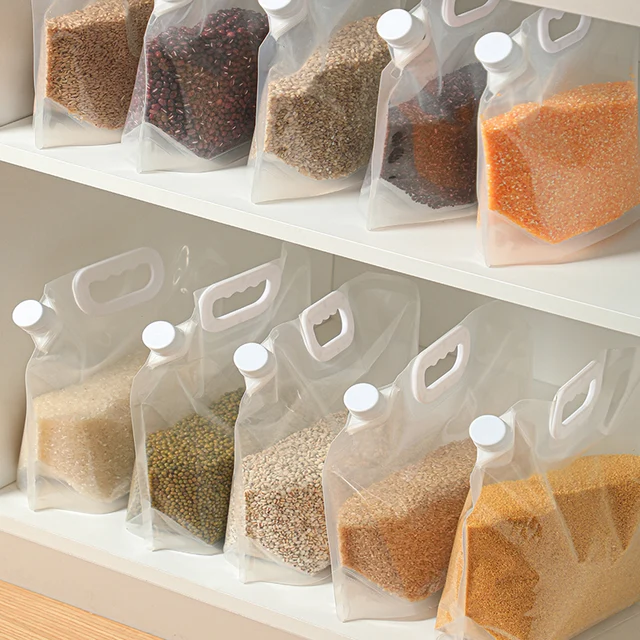 Shimoyama 1/5/10Db Gabona Lezárt Táska Nedvességálló Átlátszó Konyhai Tároló Táskák Hordozható Élelmiszer-Minőségű Rizsbab - Image 2