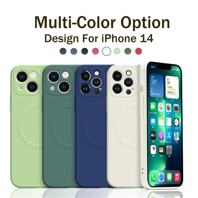 Magnetic Wireless Charging Silicone Strap Case - Soft Liquid Protective Cover