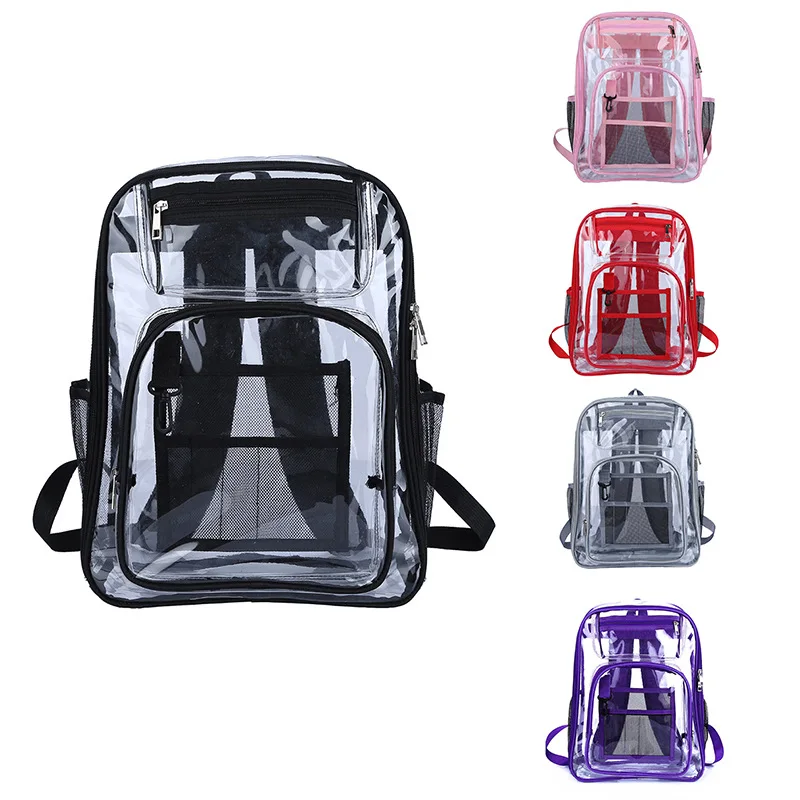 

Women's Backpack Transparent PVC Bag Clear Backpacks for teenagers Students Men Transparent School Bag Backpack Stadium Approved