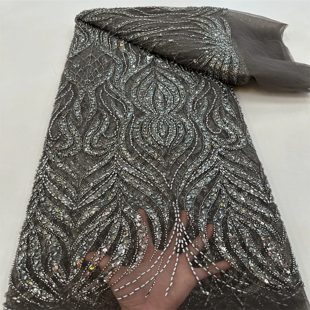 

Африканские кружевные ткани высокого качества, модные нигерийские блестки, вышитая французская Тюлевая кружевная ткань для нигерийских свадеб RF23755