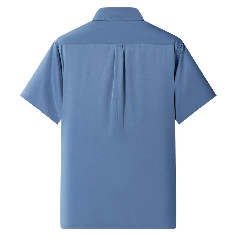 Anti-Wrinkle Men Shirts Short Sleeves Dress Shirts For Men Slim Fit Camisa Social Business Blouse Pocket White Shirt 6XL 7XL 4