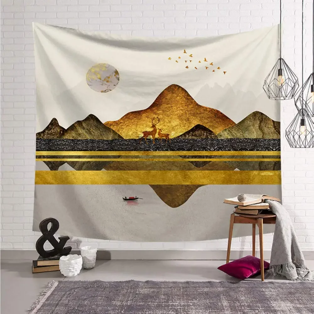 Mountain Tapestry Wall Hanging Forest Tree Sunset Tapestry Nature Landscape Tapestries Wall Hanging for Dorm Bedroom Home Decor