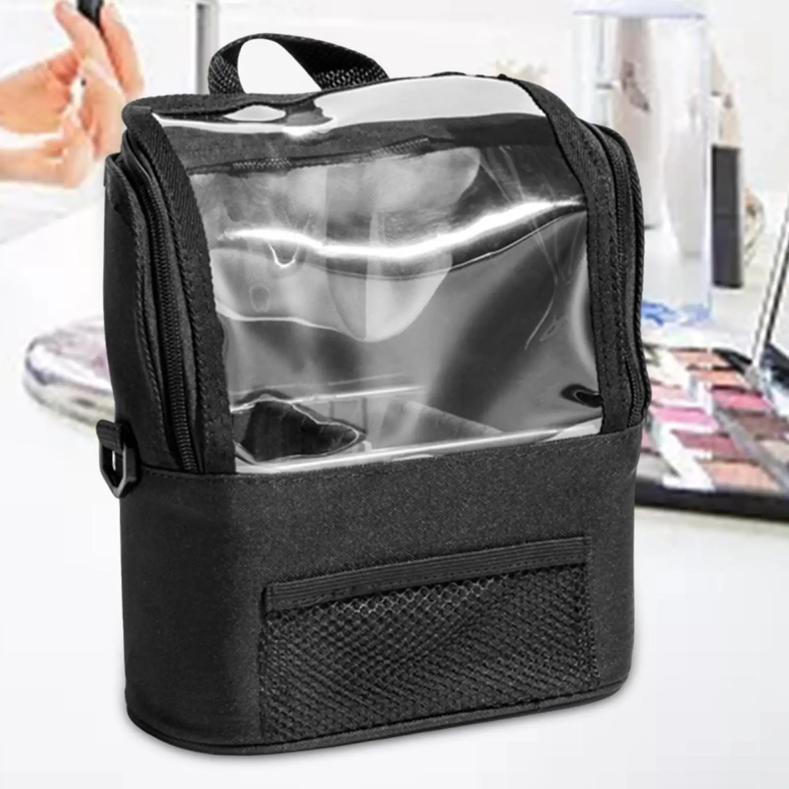 

Makeup Brush Holder Bag Multifunctional with Dividers Toiletry Storage Case Cosmetic Case Makeup Bag for Home Outdoor Bathroom