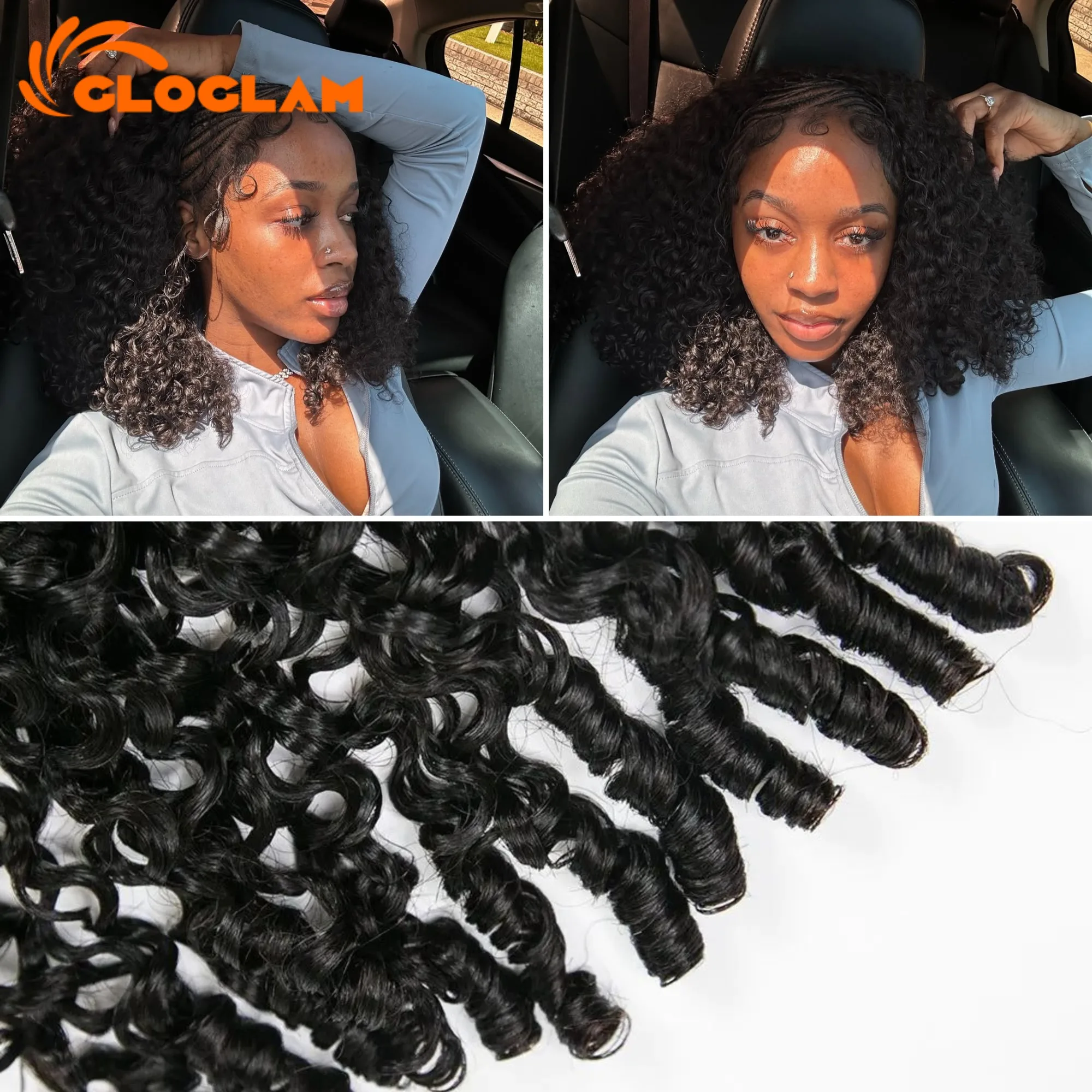 Extensioni di Capelli Ricci Naturali Birmani 15A, Ondulati a Onda d'Acqua, 3 o 4 Fasci, Doppia Trama, con Estremità a Spirale - immagine 6