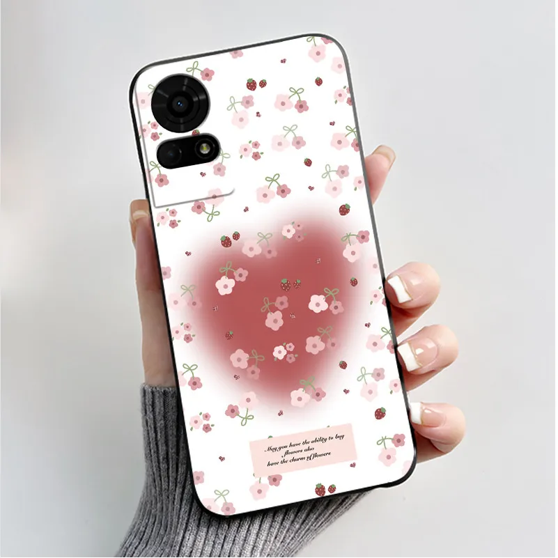 Luxury Butterfly Flowers Black Shockproof Soft Silicone Bumper Phone Case