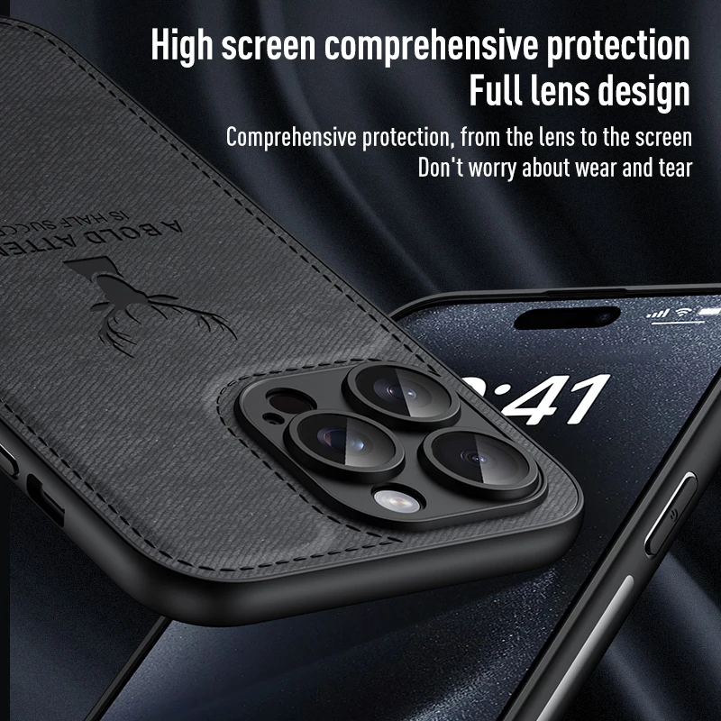 Elegant Deer Head Pattern Cloth Leather Case - Shockproof Soft Back Shell Cover