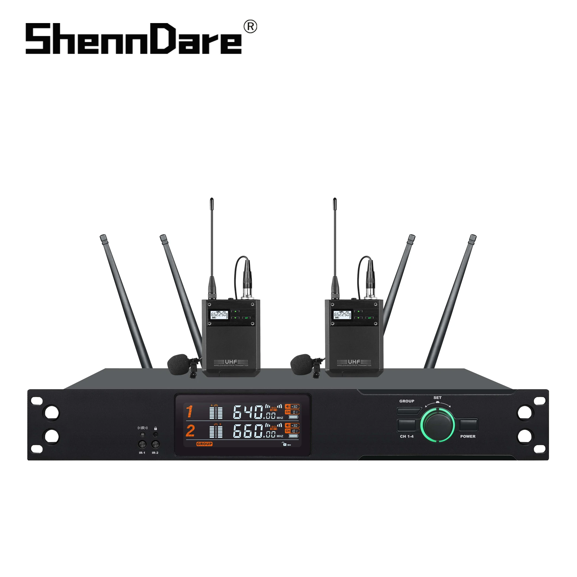 Shenndare KT-8002 2 Channels True Diversity Wireless Microphone System Conference Church Kara Ok Mic Uhf Frequency Large Range