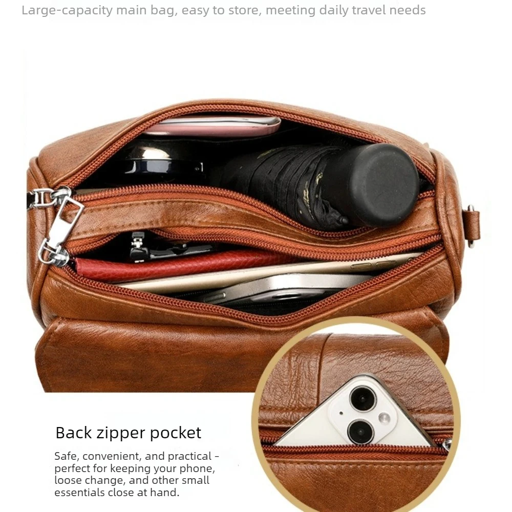 Retro Oil Wax Leather Crossbody Bag,with Textured and Vintage Feel,Simple and Elegant Flap Design,and Adjustable Shoulder Strap