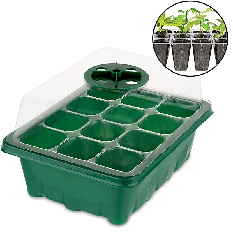 12 Cells Seed Starter Tray Box Nursery Pot Seedling Germination Planter Adjustable Ventilation Humidity seed starter tray seedling tray