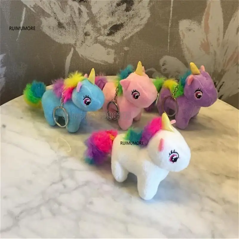 10cm Cute Small Unicorn Plush Soft Stuffed Animal Keyring Bag Pendant
