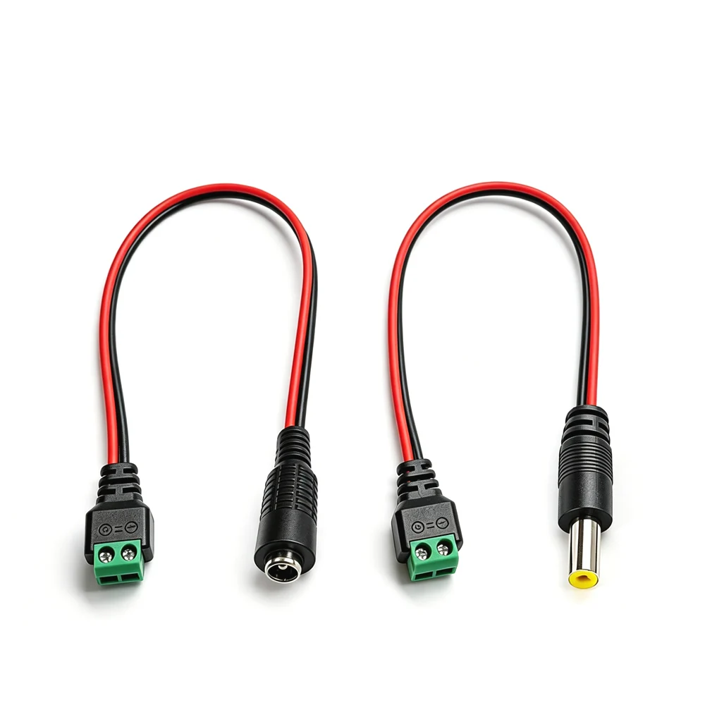 30cm 남성+여성 2.1x5.5MM DC 전원 잭 플러그-2핀 나사 단자 무료 용접 소켓 커넥터 전원 공급 케이블