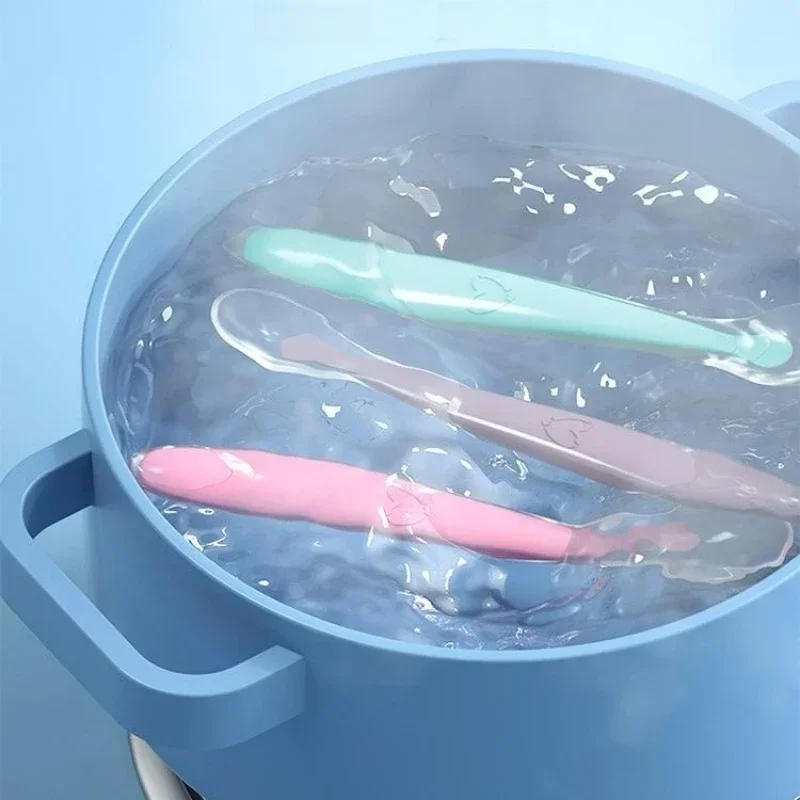 Baby Feeding Spoons Training Infant Temperature Sensoning Food Grade Flatware Tableware Cutlery Silicone Spoon With Box silicone feeding spoon silicone cutlery set learning spoons baby cutlery