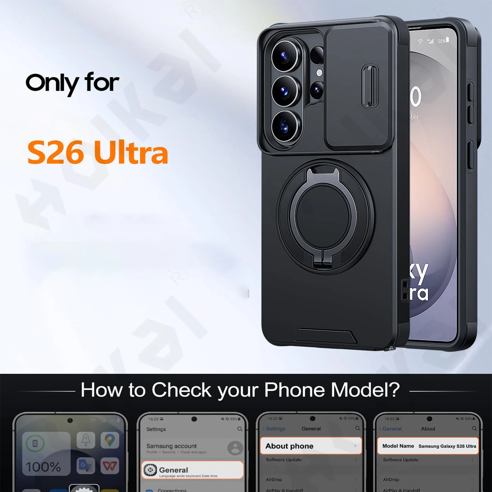 Ultimate Armor 360° Protective Case with Sliding Camera Cover and Support Ring