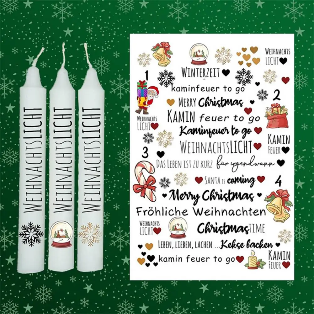 Christmas Candle Sticker Color Exquisite Pattern Candle Tattoo Film Sticker Christmas Themed Tattoo Decal Party Supplies